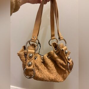 BNWT Gianni Chiarini Belt Woven Tan Shoulder Bag